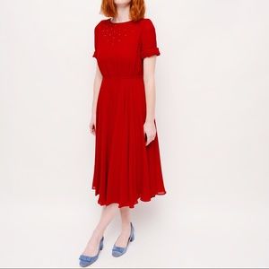 Maroon long sleeve dress with pockets